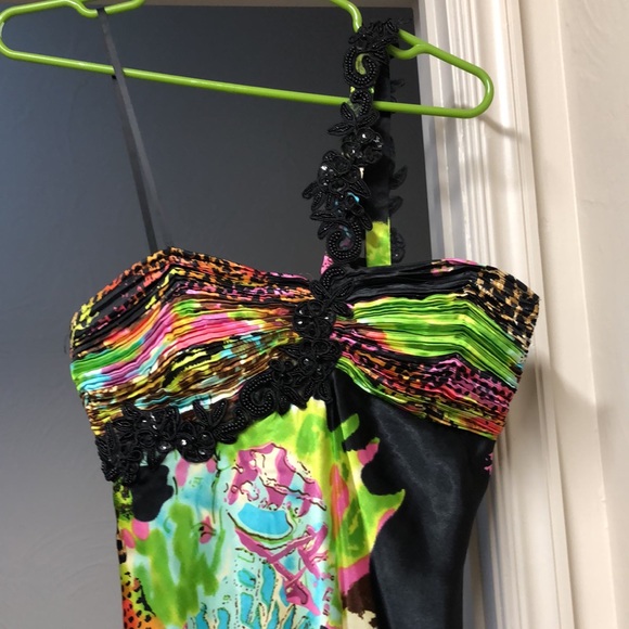 Multi color dress one shoulder by NW collections - Picture 3 of 5